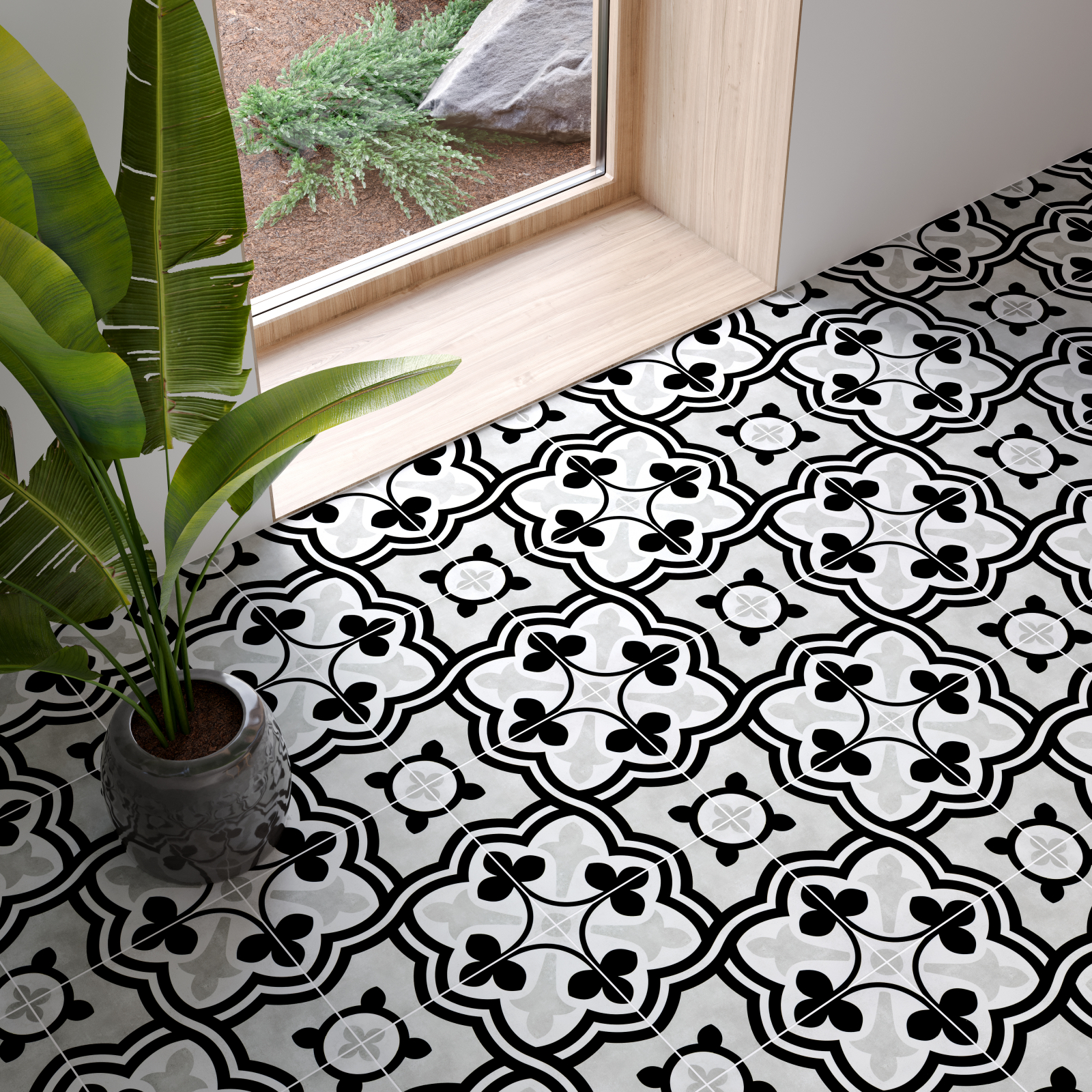 London Grey Victorian Porcelain Tile-Patterned London Grey Victorian Porcelain Tile-Patterned