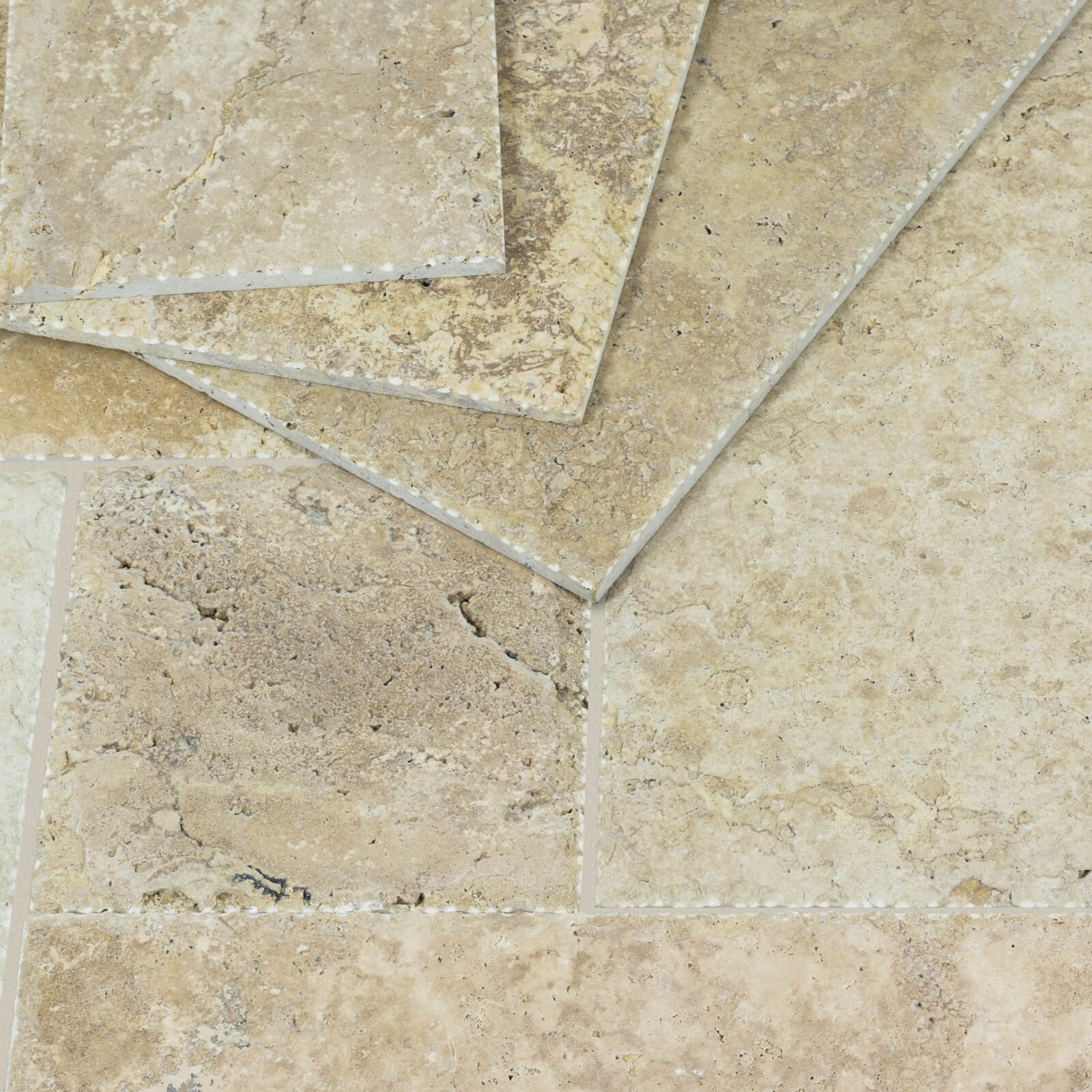 Rustico Travertine Tile - Unfilled & Brushed Chiselled Edge Rustico Travertine Tile - Unfilled & Brushed Chiselled Edge