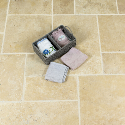 Premium Ivory Travertine Tile - Unfilled & Brushed Chiselled Edge Premium Ivory Travertine Tile - Unfilled & Brushed Chiselled Edge