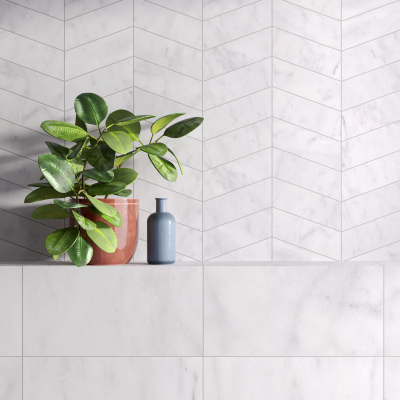 Carrara White Chevron Marble Tile-Polished Carrara White Chevron Marble Tile-Polished