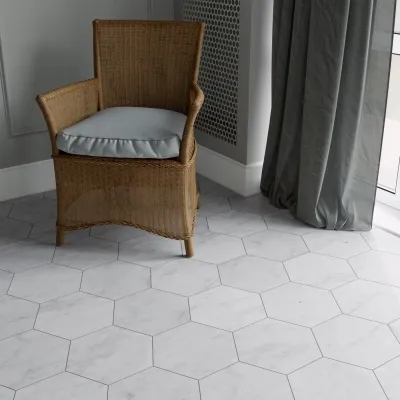 Carrara White Hexagon Marble Tile - Polished Carrara White Hexagon Marble Tile - Polished