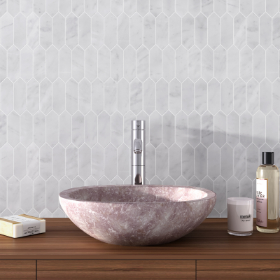 Carrara White Picket Marble Mosaic Tile-Honed Carrara White Picket Marble Mosaic Tile-Honed