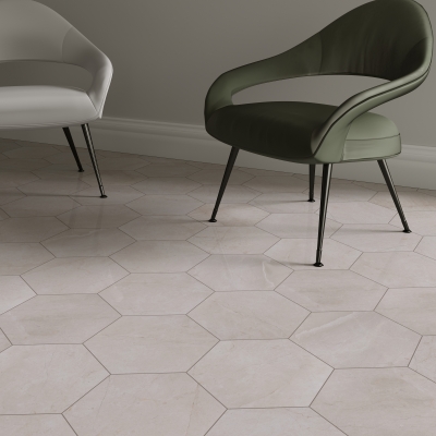 Crema Marfil Premium Hexagon Marble Tile - Polished Crema Marfil Premium Hexagon Marble Tile - Polished