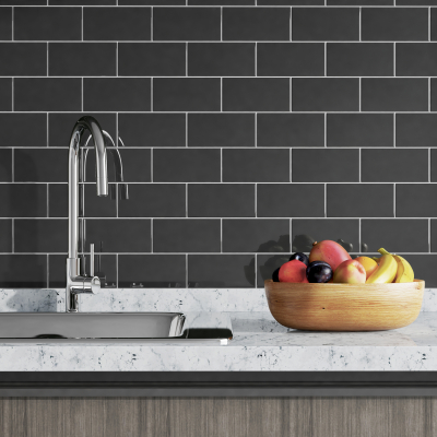 Metro Black Gloss Ceramic Wall Tile-Flat Metro Black Gloss Ceramic Wall Tile-Flat