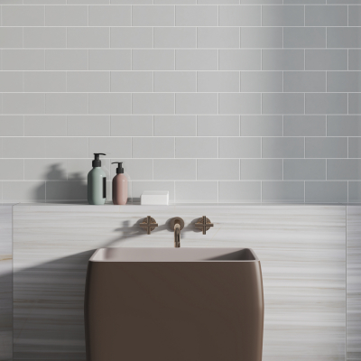 Metro Light Grey Gloss Ceramic Wall Tile-Flat Metro Light Grey Gloss Ceramic Wall Tile-Flat