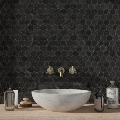 Marquina Black Hexagon Marble Mosaic Tile-Polished Marquina Black Hexagon Marble Mosaic Tile-Polished
