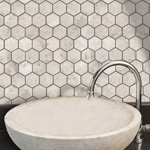 Silver Luna Hexagon Marble Mosaic Tile - Honed Silver Luna Hexagon Marble Mosaic Tile - Honed