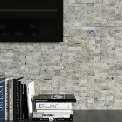 Silver Grey Travertine Tile - Split Face