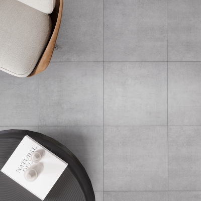 Toronto Light Grey Matt Porcelain Tile - Colourbody with Rectified Edge