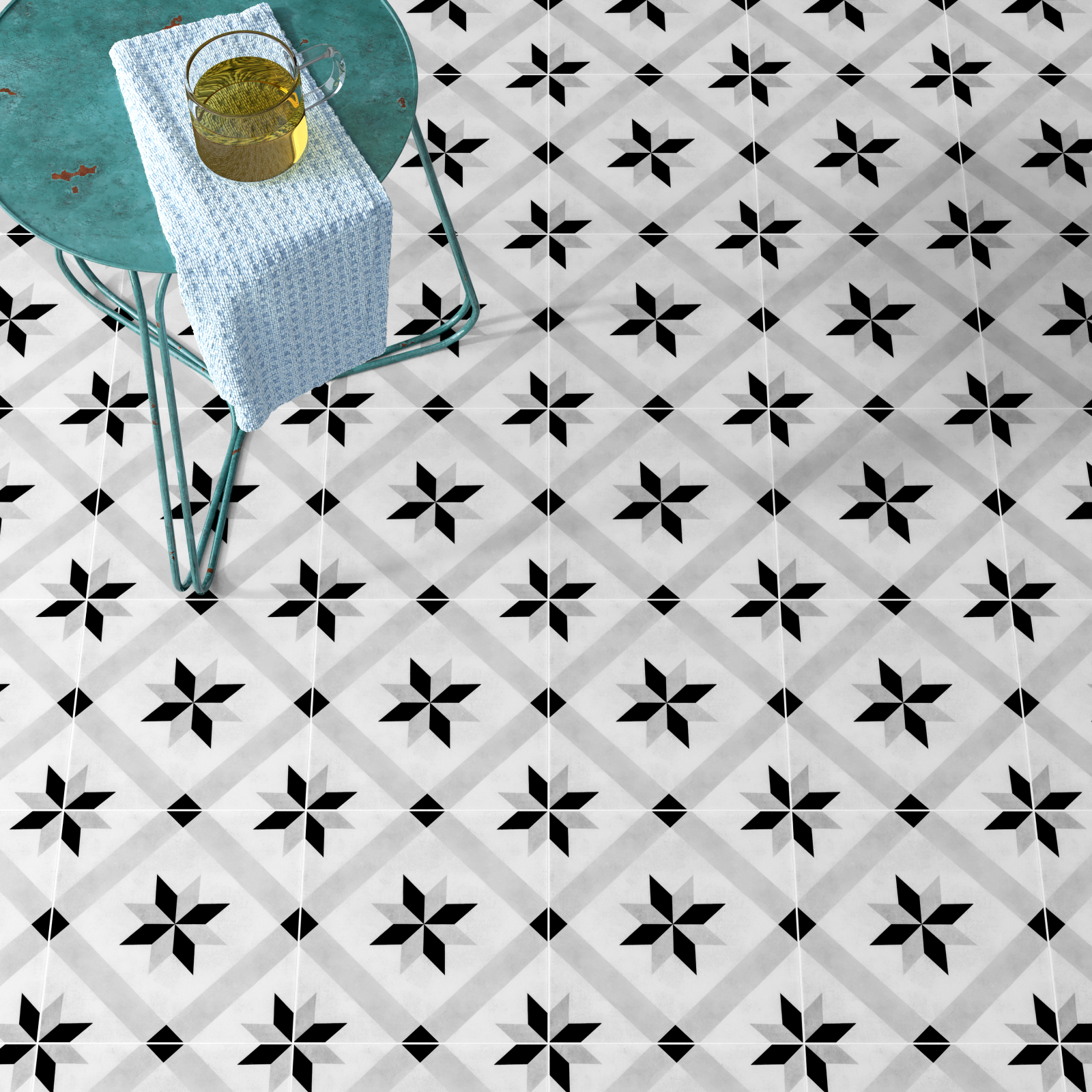 London Grey Geo Porcelain Tile-Patterned London Grey Geo Porcelain Tile-Patterned