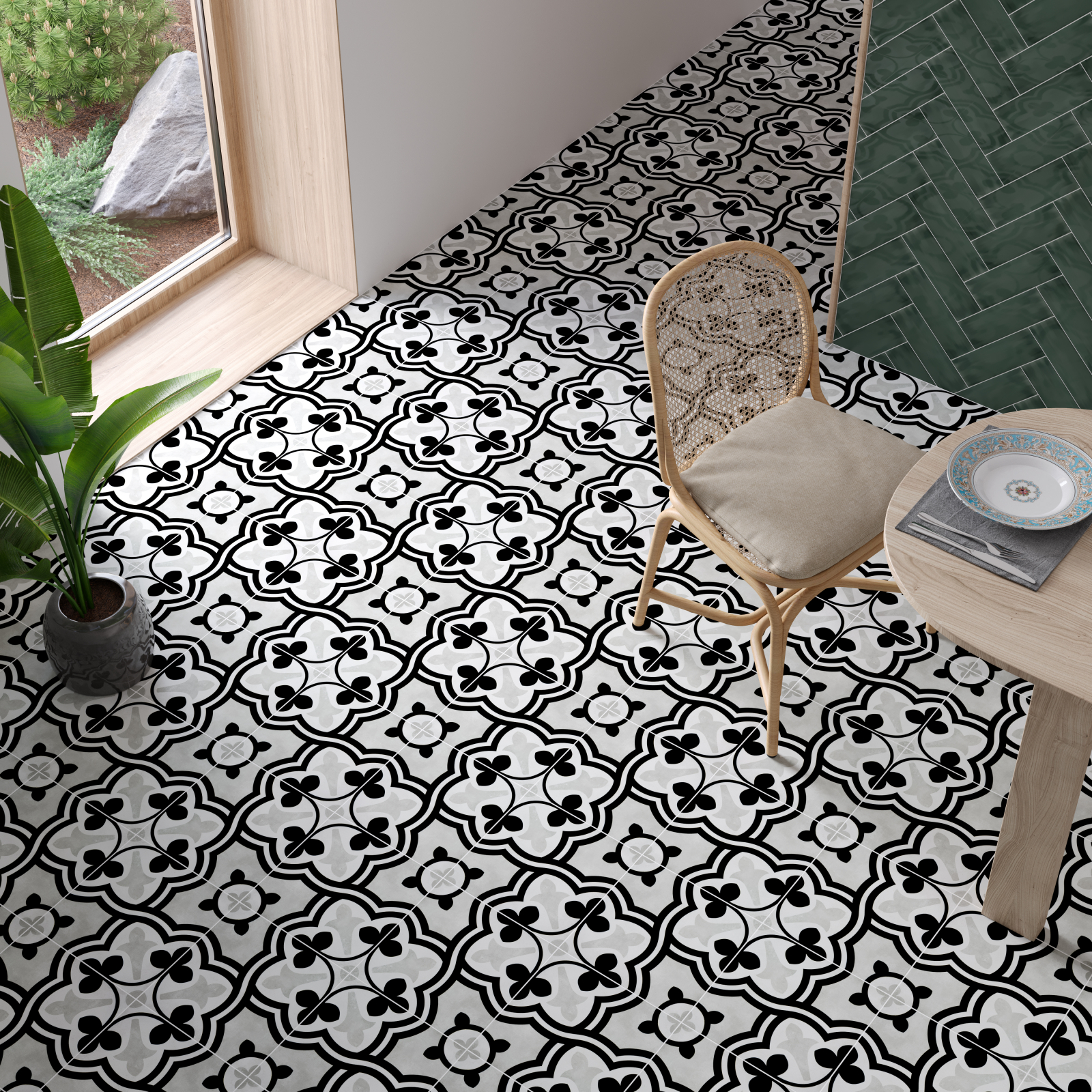 London Grey Victorian Porcelain Tile-Patterned London Grey Victorian Porcelain Tile-Patterned